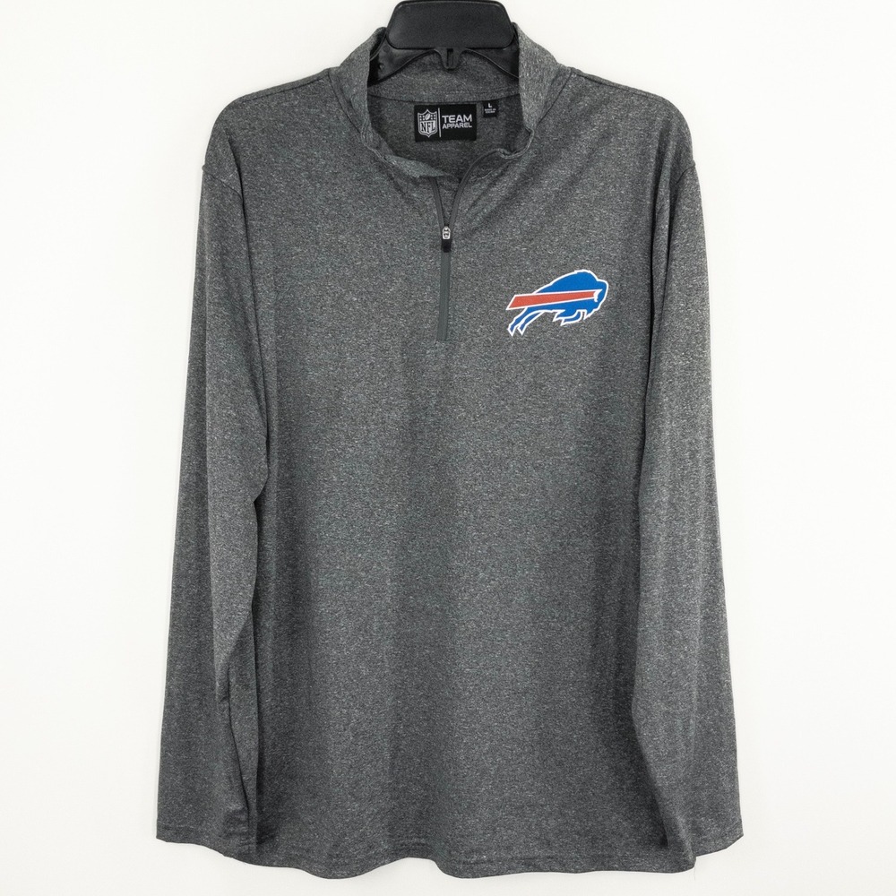 NFL Team Apparel Men's Large Buffalo Bills Quarter Zip Pullover Gray Performance